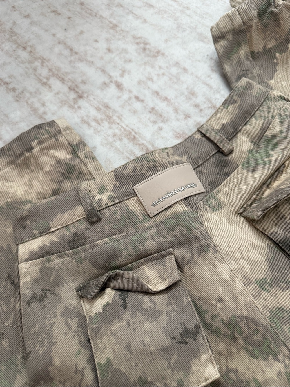 Maniere De Voir Beige Camouflage Wide-Leg Cargo Pants - Picture 5 of 6